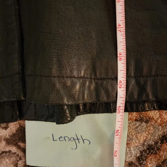 Vintage Accent Black Leather Cocoon Sleeve Maxi Single Breasted Coat Size XL - Picture 10 of 14